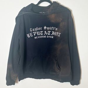 Taylor Swift Reputation Stadium Tour Hoodie Black Bleach Dye Medium